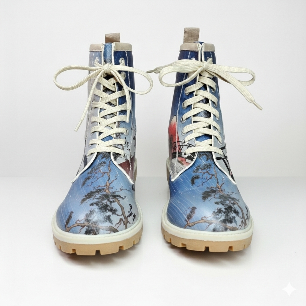 Dogo Size 38 Boots Mt. Fuji 8 Hole Lace Up Mid Calf Rugged Rubber Sole Fleece - Picture 3 of 10